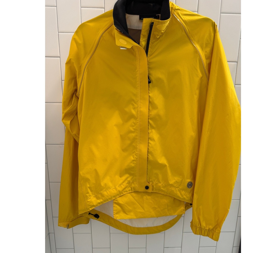 Novara Cycling Jacket Mens Small Yellow Ripstop Reflective Windbreaker Bike
